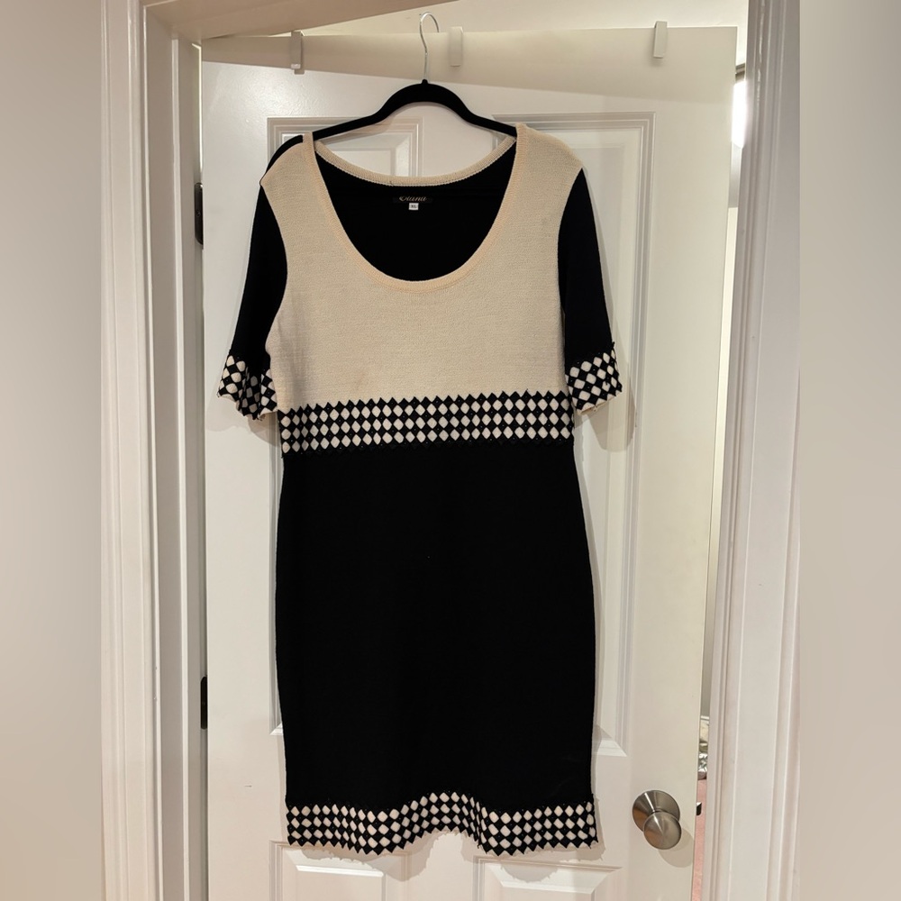 Elena Black and Cream Knit Dress